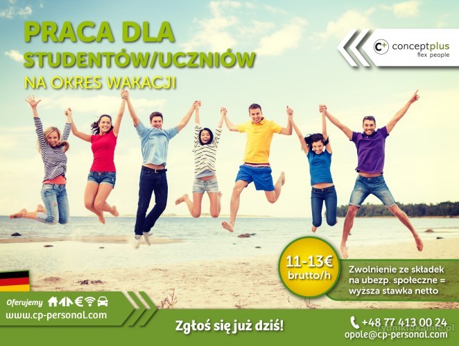 Praca dla studentów uczniów na okres wakacji Niemcy