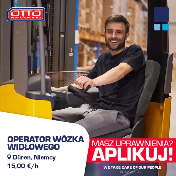 Düren (Niemcy) - Operator wózka widłowego, 15EUR/h