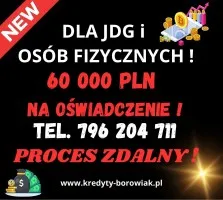 KREDYT DLA FIRM I OSÓB FIZYCZNYCH NA OŚWIADCZENIE DO 60 000 ZŁ
