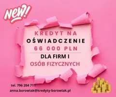 KREDYT DLA FIRM I OSÓB FIZYCZNYCH NA OŚWIADCZENIE DO 66 000 ZŁ! ?